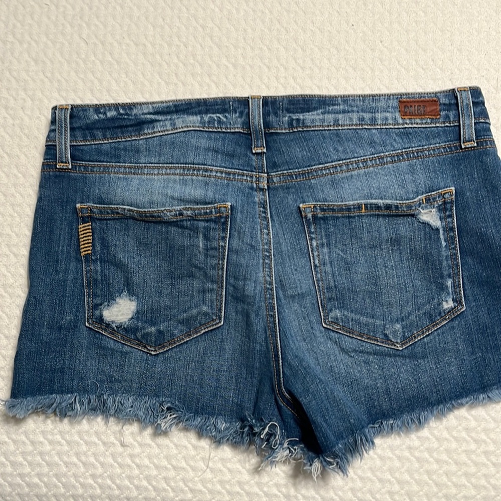 Paige Daryn Distressed Denim Shorts